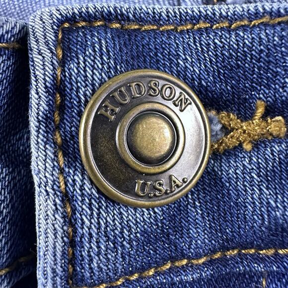 Hudson Girls Stretch Denim Skinny Jeans-Size 7 Button Flap Pockets - Picture 10 of 16